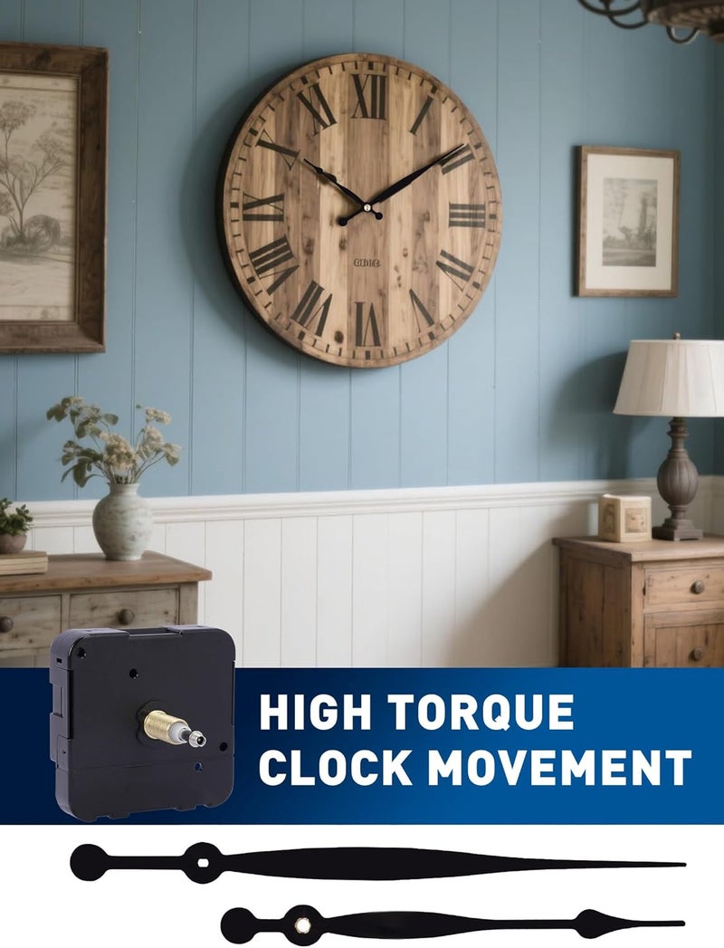 MakerTick High-Torque Clock Movement Kit – Long Shaft Mechanism with 8 inch Hands, Battery-Operated Motor for 17'' to 20'' Large Wall Clocks, DIY Repair & Replacement - Image 5